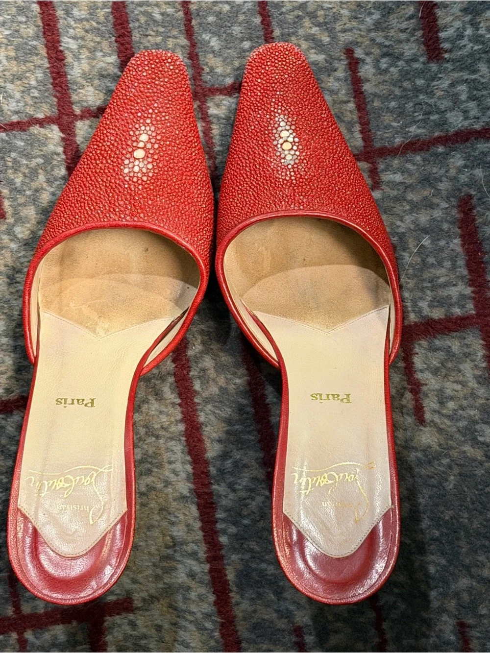 Christian Louboutin Red Pointed Toe Mule Heels